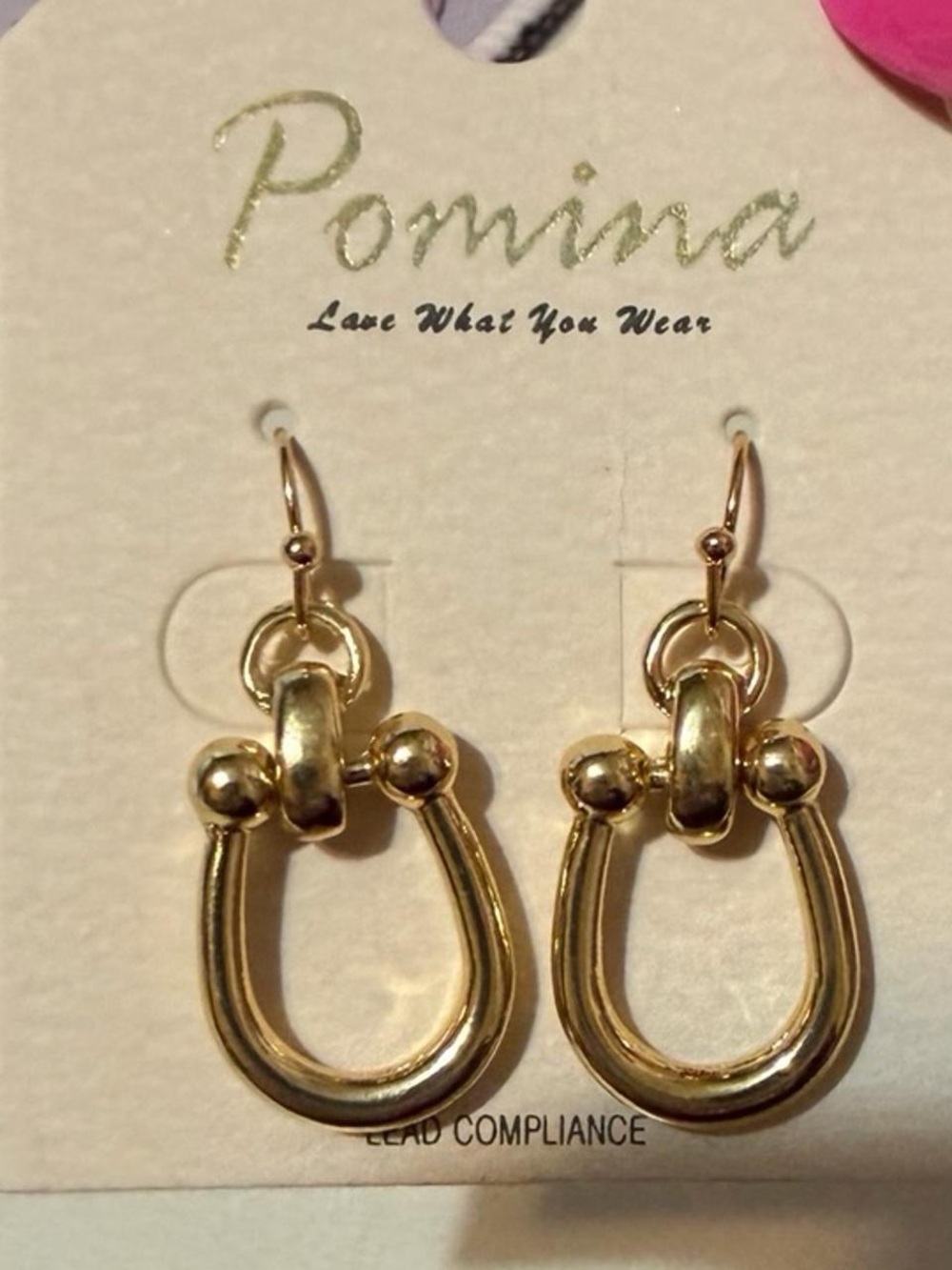 Gold Dangle Horseshoe Hoop Earrings